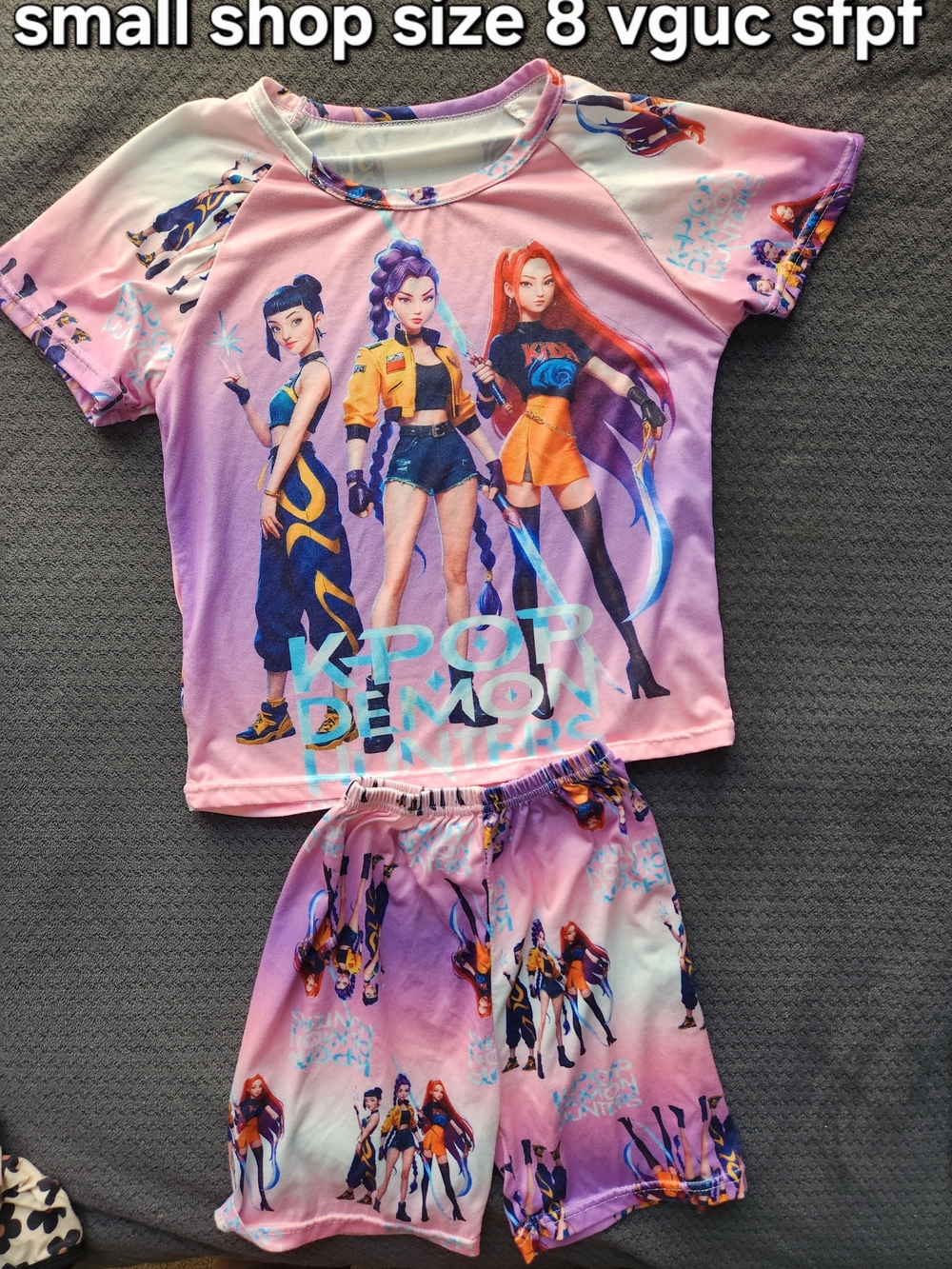 K-Pop Demon Girls Two-Piece Top & Shorts Set - Pink & Purple